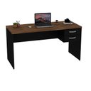Ver imagem 3 de Mesa de Escritório Escrivaninha com Gaveta 2 Gavetas 140cm Nogal Marrom