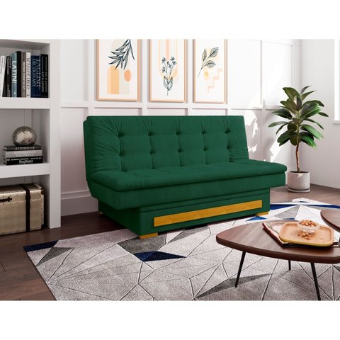 Sofa Cama com Baú Berilo Espresso Móveis Verde