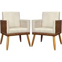 Ver imagem 1 de Kit 2 Poltronas Decorativas Lis Corino e Pé Palito 30cm - Bege Suede Corino