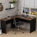 Ver imagem 1 de Mesa de Canto em L para Escritório Tampo 140cm Nogal Marrom