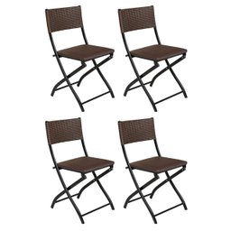 Cadeira Dobravel Bar, Lanchonete Castanho - Kit 4 Pc - 2
