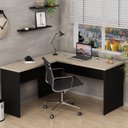 Ver imagem 1 de Mesa de Canto em L para Escritório Tampo 140cm Carvalho Bege