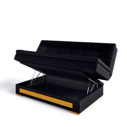 Sofa Cama Suede 2 Lugares com Baú Berilo Espresso Móveis - 7 Sofa Cama Suede 2 Lugares com Baú Berilo Espresso Móveis - 7