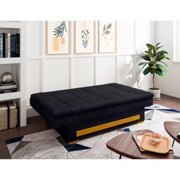 Sofa Cama Suede 2 Lugares com Baú Berilo Espresso Móveis - 2 Sofa Cama Suede 2 Lugares com Baú Berilo Espresso Móveis - 2