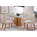 Ver imagem 1 de Conjunto: Mesa de Cozinha Berlim Curvo 90cm + 4 Cadeiras Dafne Naturale/off White - Suede Creme -