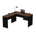 Ver imagem 3 de Mesa de Canto em L para Escritório com Gaveta 2 Gavetas 140cm Nogal Marrom