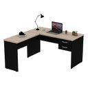 Ver imagem 3 de Mesa de Canto em L para Escritório com Gaveta 2 Gavetas 140cm Carvalho Bege