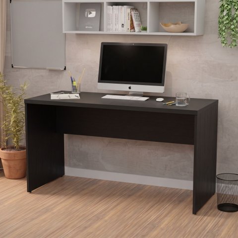 Mesa de Escritório Escrivaninha Tampo 160cm Preto Prata
