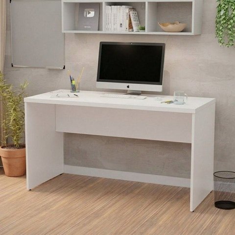 Mesa de Escritório Escrivaninha 160cm Branco