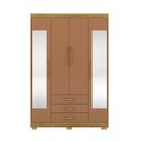 Ver imagem 2 de Guarda Roupa Solteiro Linna 150cm 4 Portas de Bater 2 com Espelhos 3 Gavetas Nature/Terracota G98 -