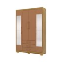 Ver imagem 6 de Guarda Roupa Solteiro Linna 150cm 4 Portas de Bater 2 com Espelhos 3 Gavetas Nature/Terracota G98 -