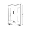Ver imagem 4 de Guarda Roupa Solteiro Linna 150cm 4 Portas de Bater 2 com Espelhos 3 Gavetas Nature/Terracota G98 -
