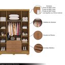 Ver imagem 3 de Guarda Roupa Solteiro Linna 150cm 4 Portas de Bater 2 com Espelhos 3 Gavetas Nature/Terracota G98 -