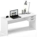 Ver imagem 2 de Mesa De Escritório Escrivaninha com Gaveta Tampo 2 Gavetas 160cm Branco