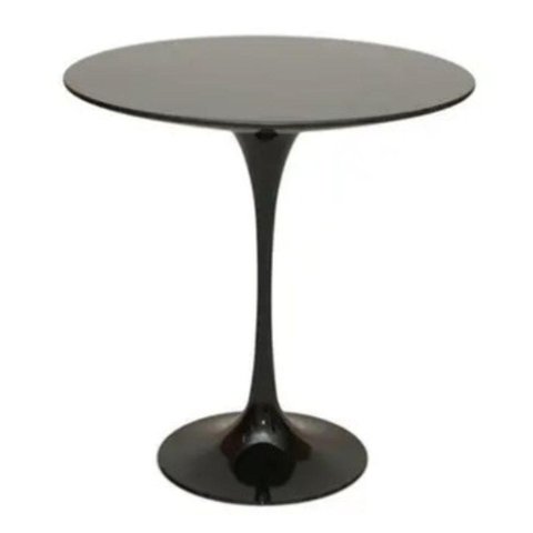 Mesa Lateral Tulipa Saarinen Redonda 41 Cm Laqueada Preto