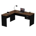 Ver imagem 2 de Escrivaninha Mesa Escritório em L com Gaveta 2 Gavetas 160cm Nogal