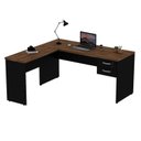 Ver imagem 3 de Escrivaninha Mesa Escritório em L com Gaveta 2 Gavetas 160cm Nogal Marrom