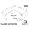 Escrivaninha Mesa Escritório em L 160x150cm com Gaveta - 3