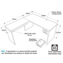 Ver imagem 4 de Escrivaninha Mesa Escritório em L com Gaveta 2 Gavetas 160cm Carvalho Bege