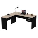 Ver imagem 3 de Escrivaninha Mesa Escritório em L com Gaveta 2 Gavetas 160cm Carvalho Bege