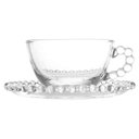 Ver imagem 4 de Jogo 12 Xícarasde Chá com Pires Cristal Transparente Pearl Pérola 180ml Wolff
