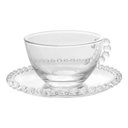 Ver imagem 3 de Jogo 12 Xícarasde Chá com Pires Cristal Transparente Pearl Pérola 180ml Wolff
