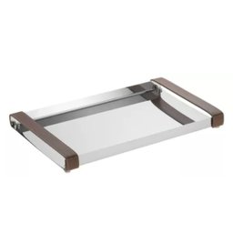 Bandeja Firenze C/ Alcas em Couro 32 X 26,5cm Forma Decorar - 1