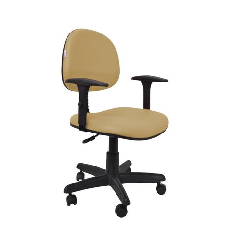 Cadeira Executiva Giratoria Zeus com Braco - Couro Sintetico Corano - Bege