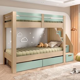 Beliche Infantil/juvenil 2 Gavetões Escada com 4 Gavetas Star Plus Casatema - 1