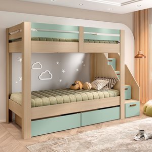 Beliche Infantil/juvenil 2 Gavetões Escada com 4 Gavetas Star Plus Casatema MadeiraOriginals