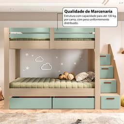 Beliche Infantil/juvenil 2 Gavetões Escada com 4 Gavetas Star Plus Casatema - 8