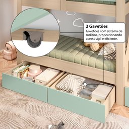 Beliche Infantil/juvenil 2 Gavetões Escada com 4 Gavetas Star Plus Casatema - 11