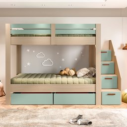 Beliche Infantil/juvenil 2 Gavetões Escada com 4 Gavetas Star Plus Casatema - 4