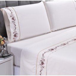Jogo de Lençol Casal Padrão 400 Fios Fluence Palha com Chocolate 4pçs - 2