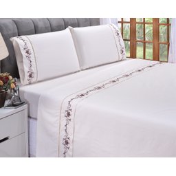 Jogo de Lençol Casal Padrão 400 Fios Fluence Palha com Chocolate 4pçs - 3