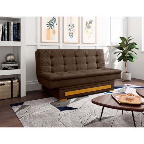 Sofa Cama com Baú Berilo Espresso Móveis Marrom