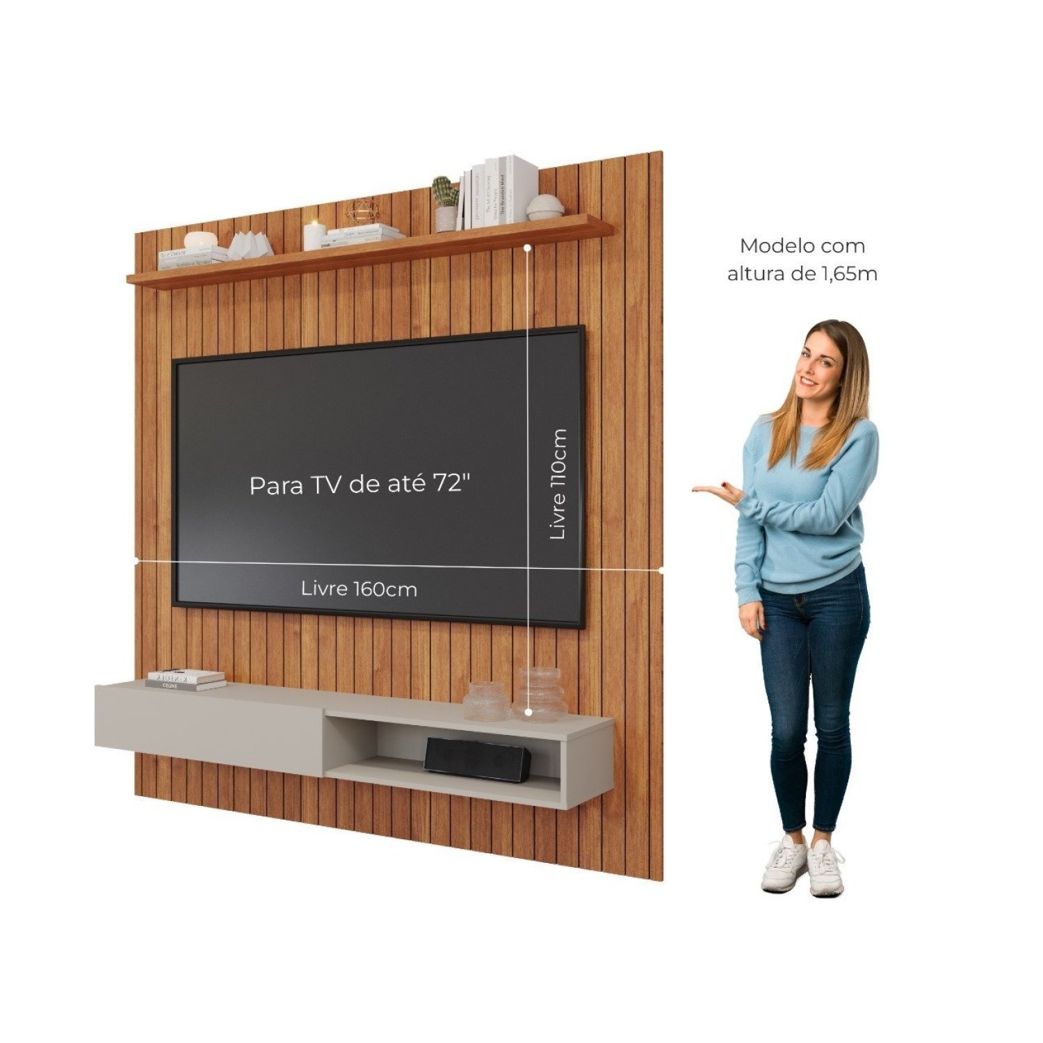 Painel Para TV até 72"polegadas 1.8 1 Porta 1 Prateleira Talín - 5