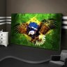 Quadro Decorativo Águia Sobre Bandeira Brasileira:150x100/PRETA - 2