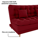 Ver imagem 7 de Sofa Cama 2 Lugares 185 Cm Duda Veludo Maserati Vermelho Milani Store