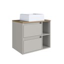 Ver imagem 2 de Gabinete de Banheiro Suspenso 60cm com 2 Nichos 1 Porta Basculante e 1 Gaveta com Cuba BH8005 Bege/Mel/Arenas