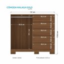 Ver imagem 3 de Cômoda 2 Portas 5 Gavetas Málaga Gold com Pés Marrom/Jatobá