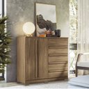 Ver imagem 1 de Cômoda 2 Portas 5 Gavetas Málaga Gold com Pés Marrom/Jatobá
