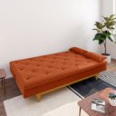 Ver imagem 2 de Sofá Cama 3 Lugares Reclinável Yescasa Suede Tókio Pés Madeira Laranja