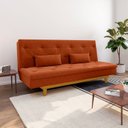 Ver imagem 1 de Sofá Cama 3 Lugares Reclinável Yescasa Suede Tókio Pés Madeira Laranja