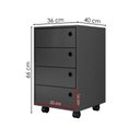 Ver imagem 6 de Gaveteiro Multiuso P1072 Moderno 4 Gavetas MDP com Rodízios Grafite Placa & Ponto
