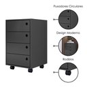 Ver imagem 3 de Gaveteiro Multiuso P1072 Moderno 4 Gavetas MDP com Rodízios Grafite Placa & Ponto