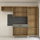 Ver imagem 5 de Armário de Cozinha com Balcão Império 10 Portas 2 Gavetas com Vidro Freijó/gris - Panorama Móveis