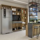 Ver imagem 2 de Armário de Cozinha com Balcão Império 10 Portas 2 Gavetas com Vidro Freijó/gris - Panorama Móveis