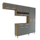 Ver imagem 3 de Armário de Cozinha com Balcão Império 10 Portas 2 Gavetas com Vidro Freijó/gris - Panorama Móveis