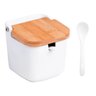 Saleiro de Mesa de Cerâmica com Tampa de Bambu e Colher Bianco 9,5cm X 9cm - 4